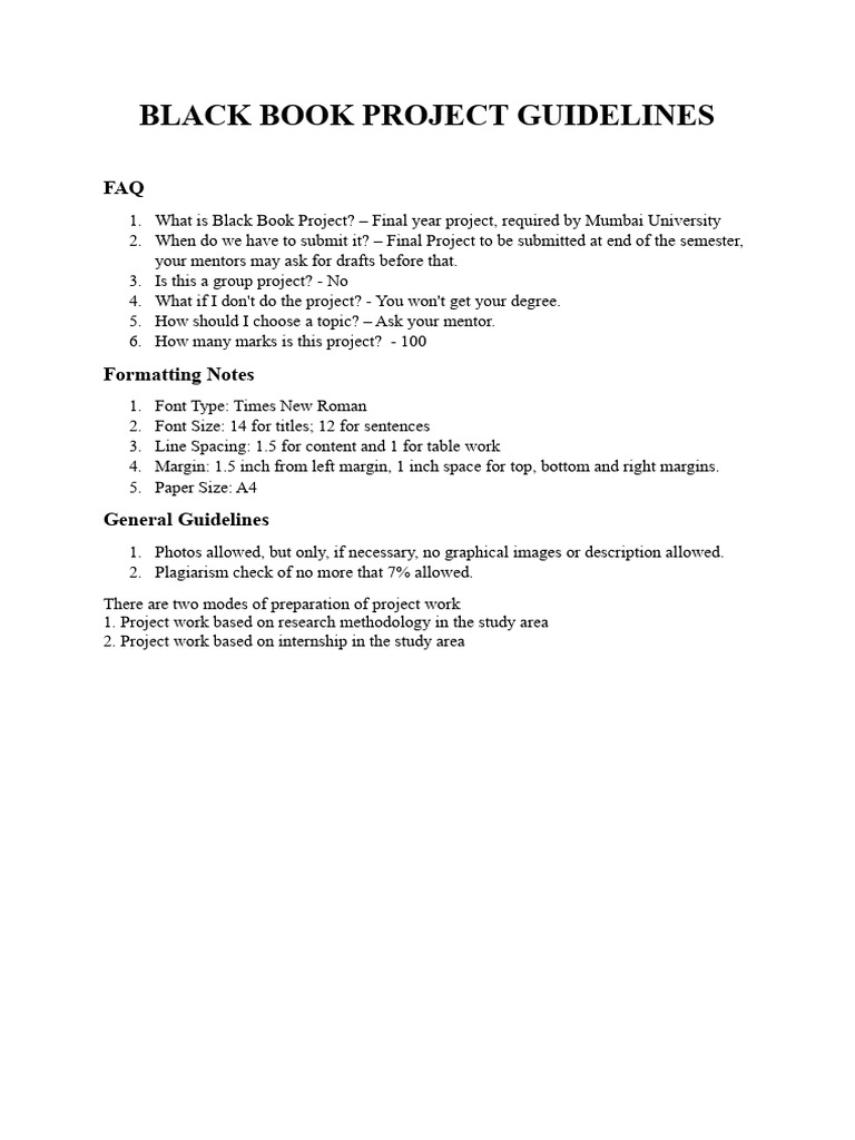Black Book Project Guidelines | PDF | Hypothesis