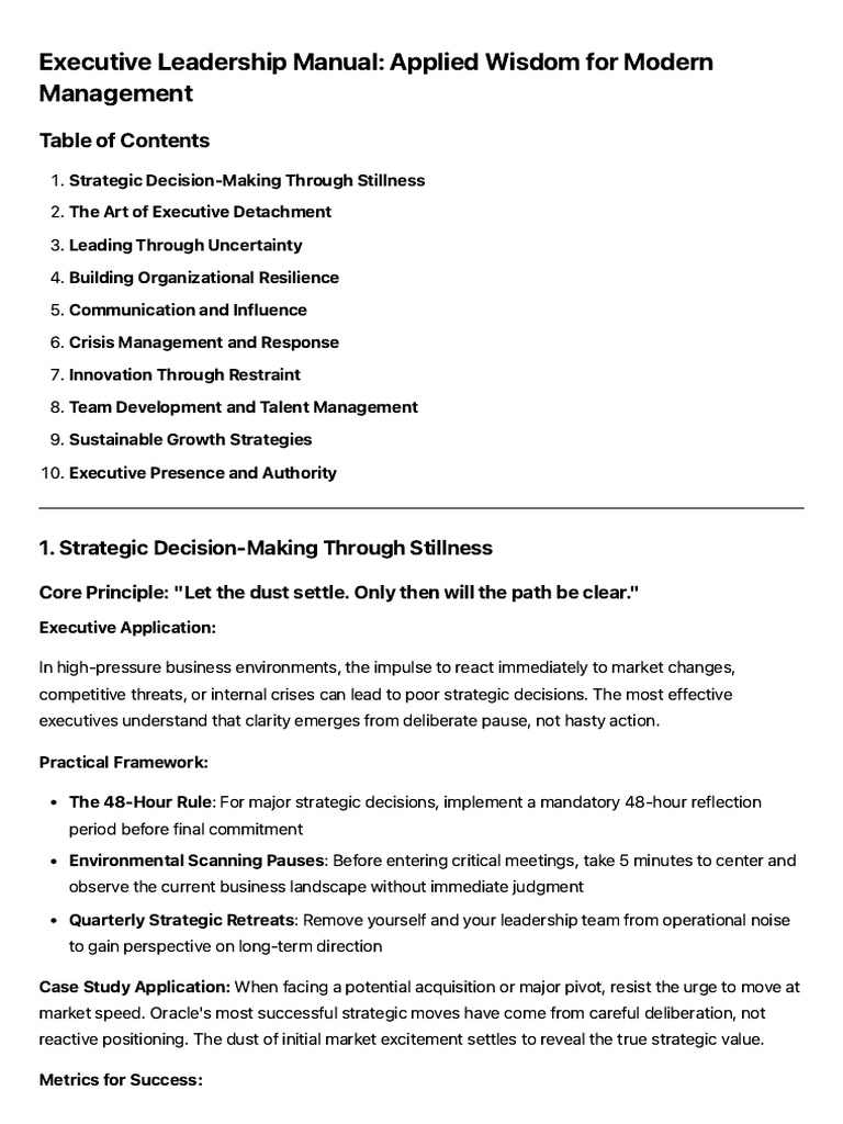 Executive Leadership Manual - Applied Wisdom For Modern Management ...
