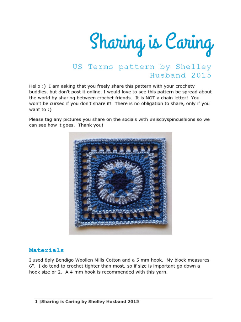 Sharing Is Caring US Terms Pattern by Shelley Husband Oct 2015 | PDF ...
