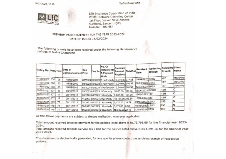 Lic Receipt | PDF