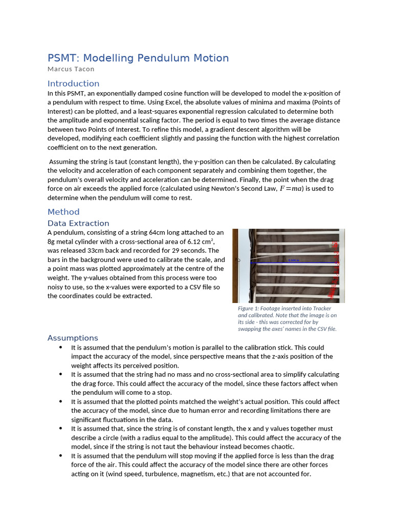 Queensland Math Methods FA1 PSMT 2023 | PDF | Force | Pendulum