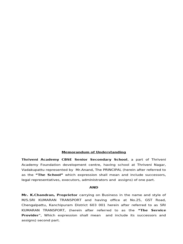 Final Memorandum of Understanding | PDF | Bus | Justice
