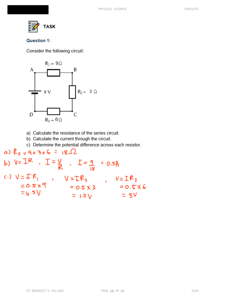 Electric Circuit - Notes | PDF | Resistor | Series And Parallel Circuits
