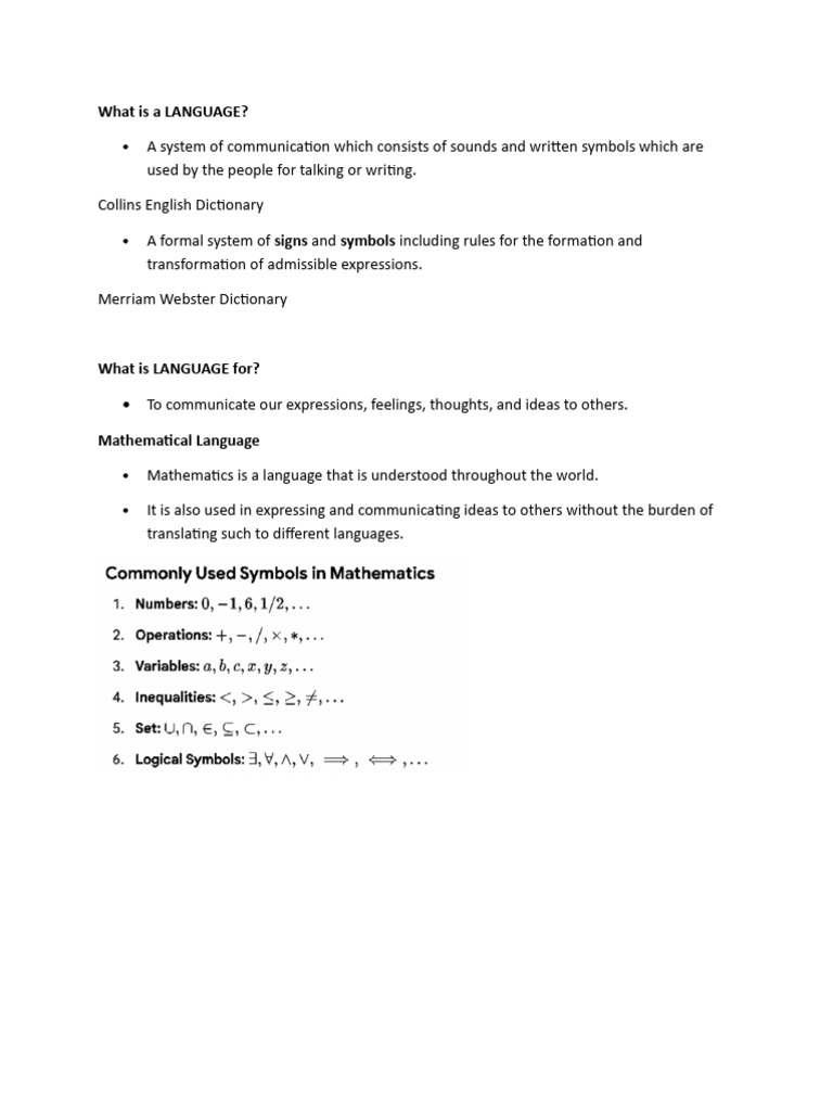 Mathematical Language | PDF | Linguistics | Grammar