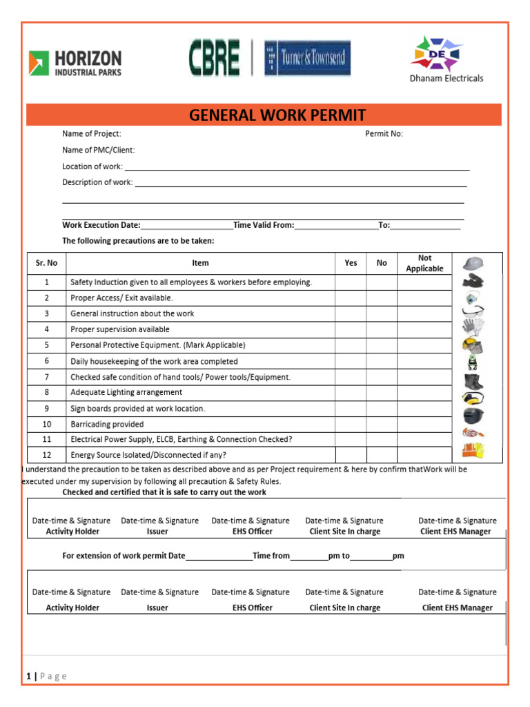 Generel Work Permit Horizon | PDF
