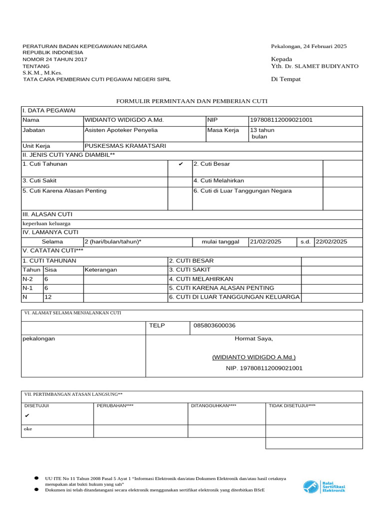TTD File - Cuti | PDF