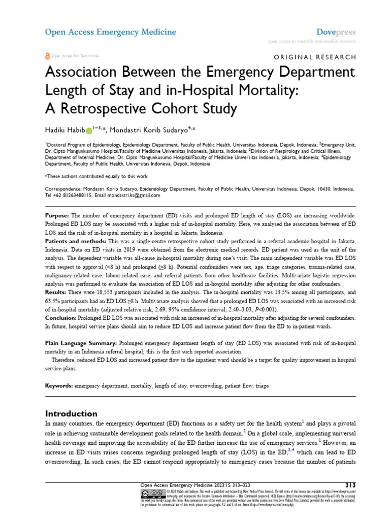 Association Between The Emergency Department - Length of Stay and In ...