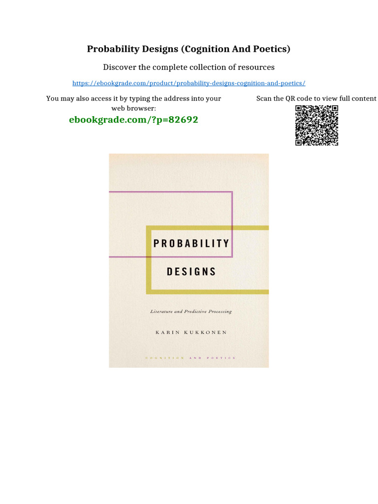 Probability Designs (Cognition and Poetics) Full Chapters Included ...