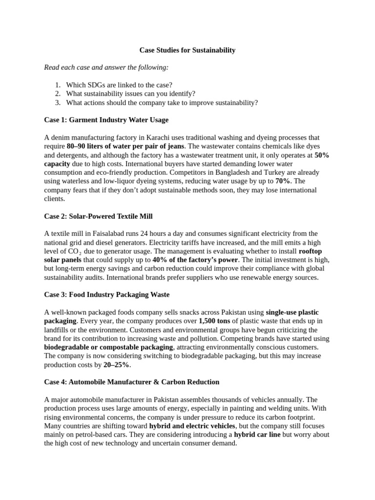 Case Studies For Sustainability | PDF | Sustainability | Car