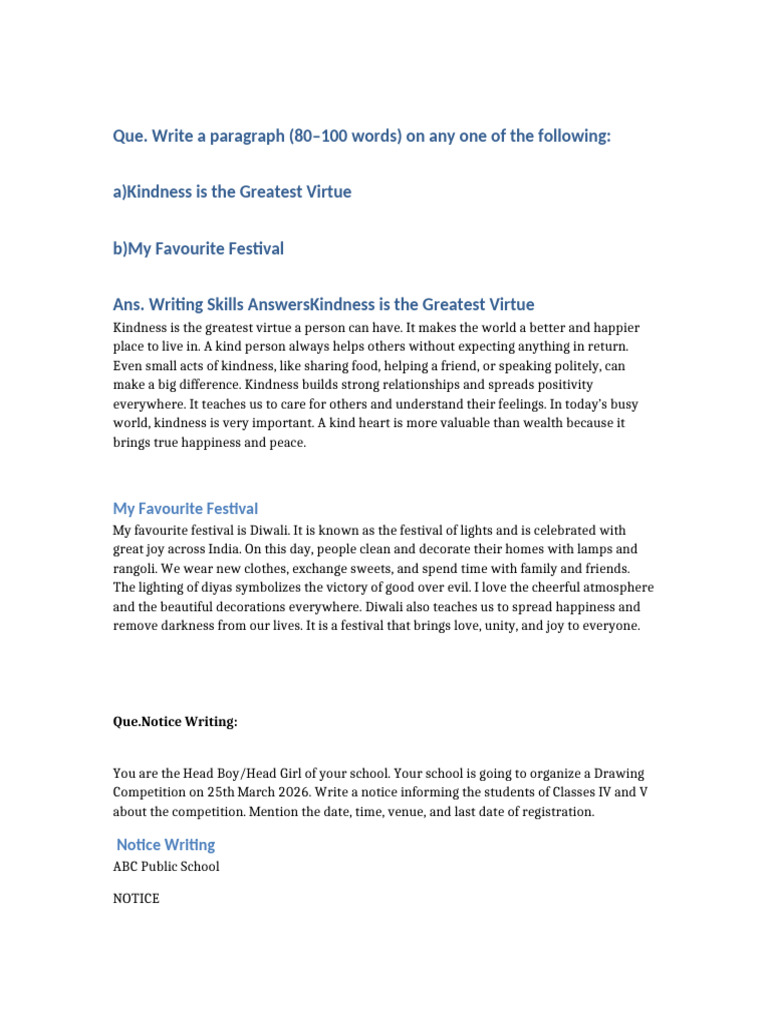 Writing Skills Answers | PDF