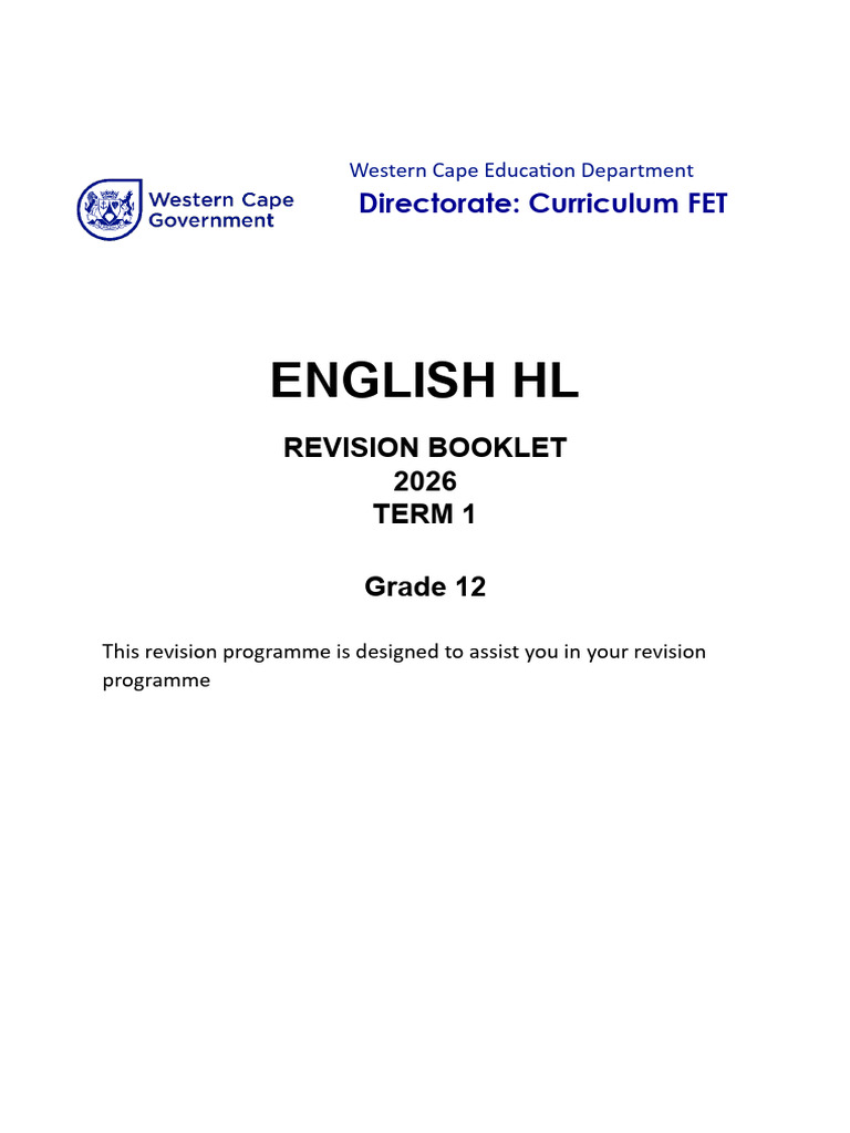 Grade 12 HL Revision Booklet Term 1 2026 | PDF | Integrity | Accountability