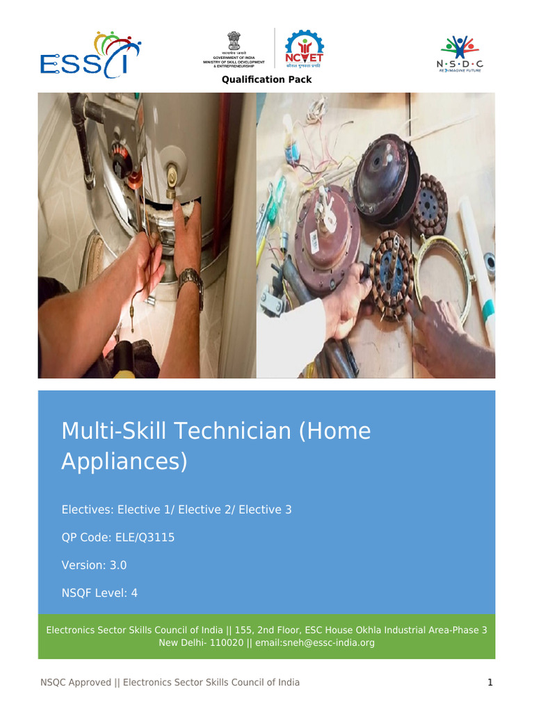 Multi-Skill Technician (Home Appliances) ELE Q3115 v3.0-01 | PDF ...