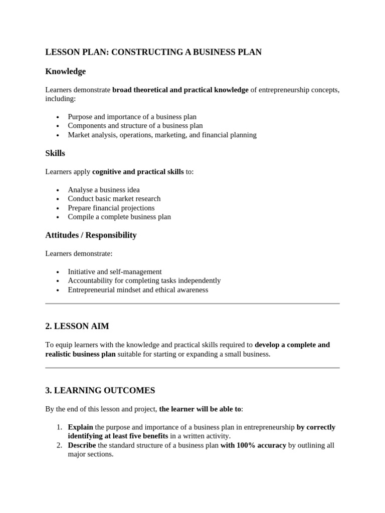 Business Plan Project 2 | PDF | Entrepreneurship | Learning