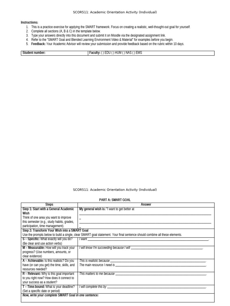 Goal Setting and Action Plan Activity | PDF