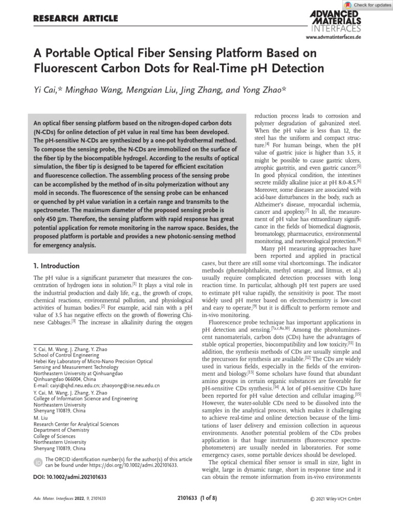Adv Materials Inter - 2021 - Cai - A Portable Optical Fiber Sensing ...