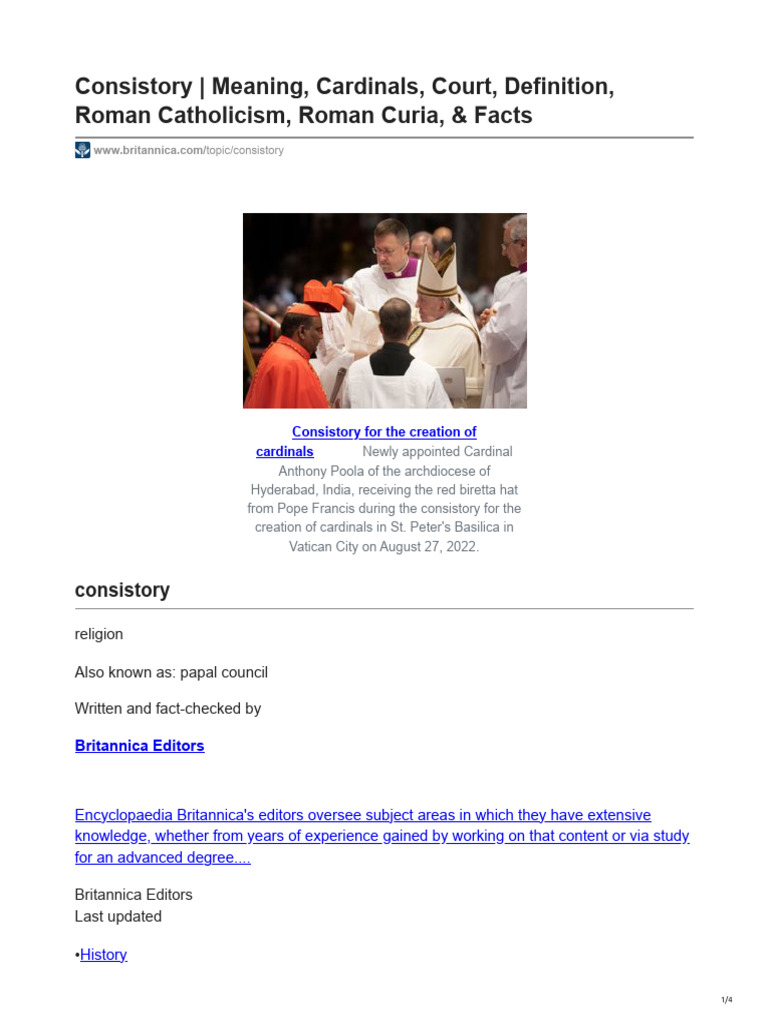 Consistory - Meaning, Cardinals, Court, Definition, Roman Catholicism ...