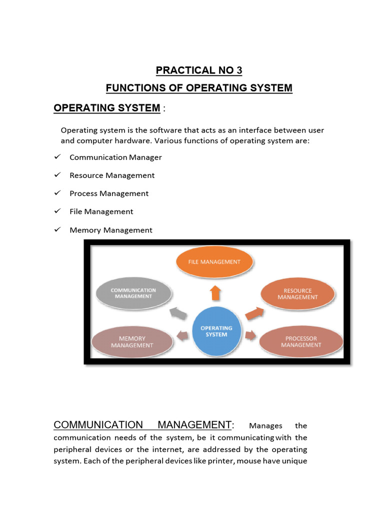 Practical - 3 Functions of Operating System | PDF