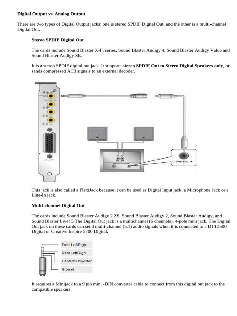 Digital Output Vs Analog Output | PDF | Consumer Electronics | Audio ...