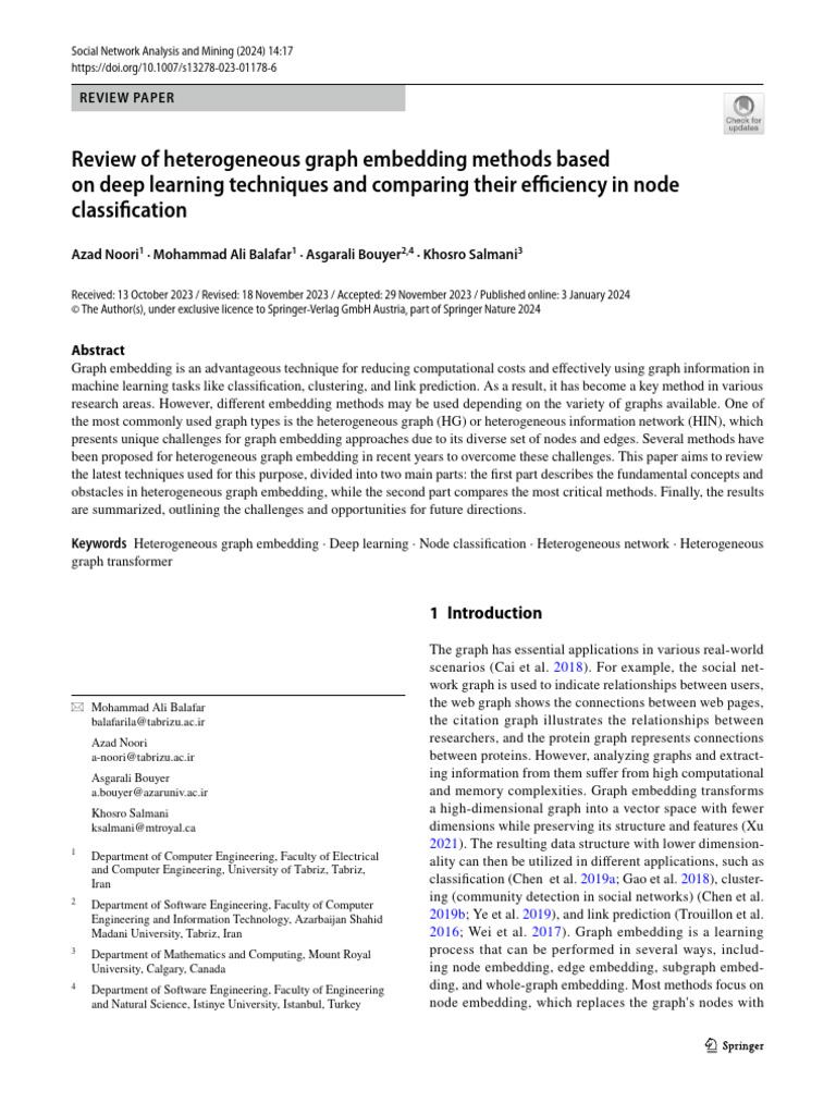 2024 Review of Heterogeneous Graph Embedding Methods Based | PDF ...