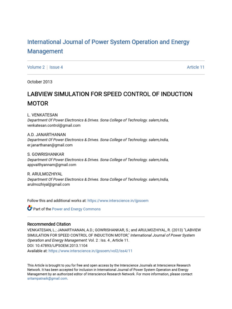 Labview Simulation For Speed Control of Induction Motor | PDF ...