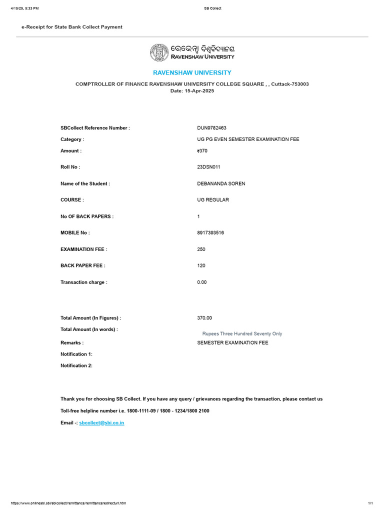SB Collect Debananda Soren | PDF | Payments | Money