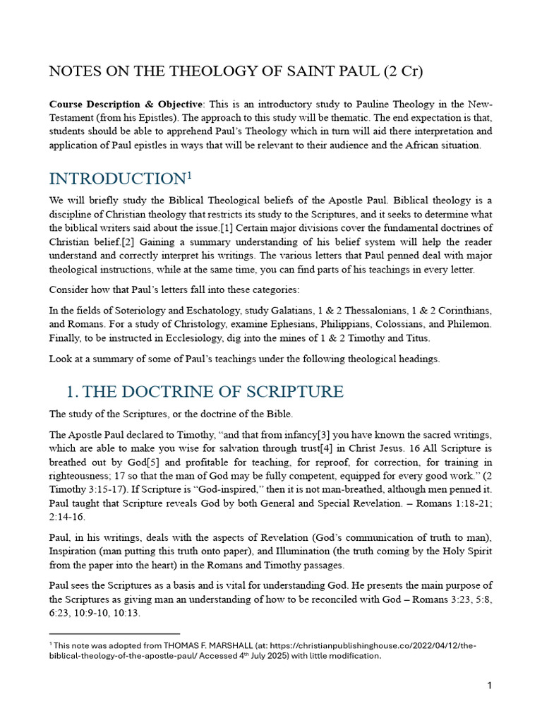 Theology of ST Paul Notes | PDF | Justification (Theology) | Paul The ...