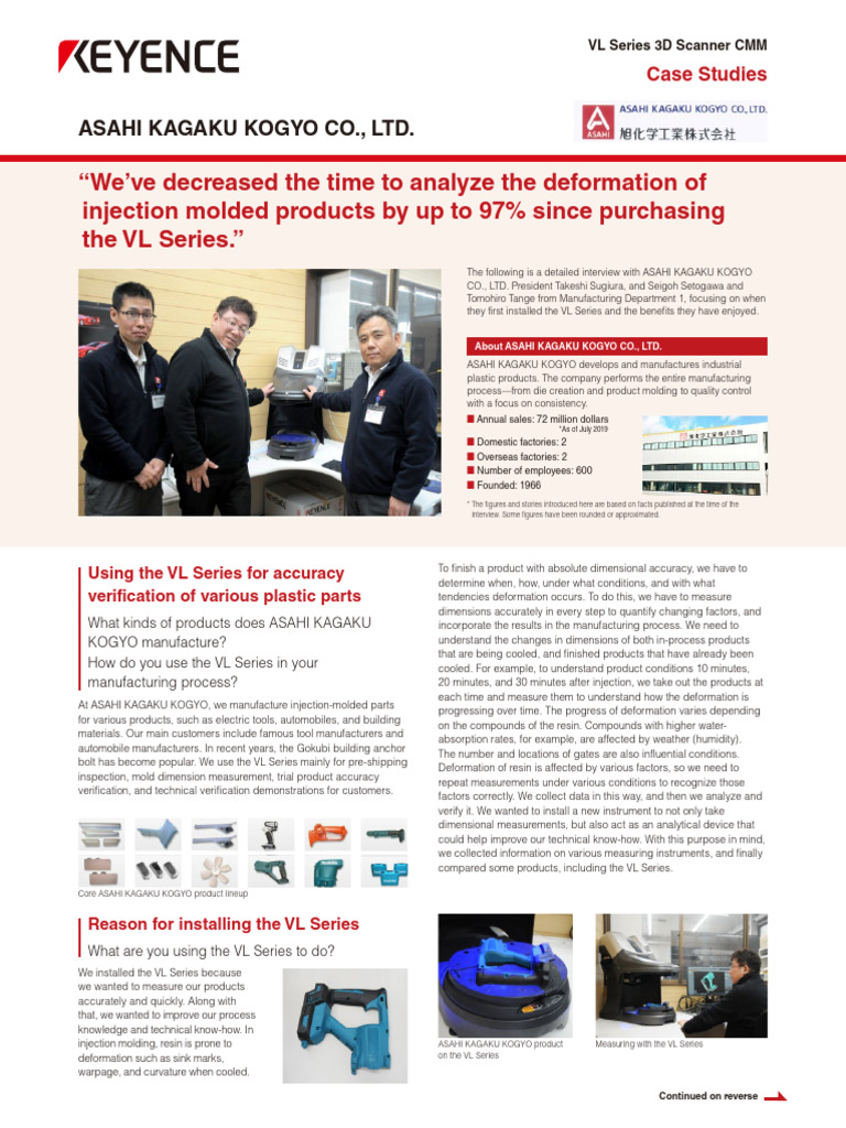 VL Series 3d Scanner CMM Case Studies Asahi Kagaku Kogyo Co., Ltd. | PDF