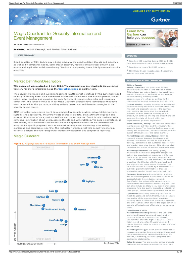 Magic Quadrant For Security Information and Event Management | PDF ...