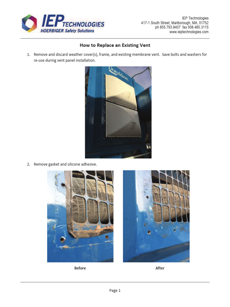 Replacing A Donaldson Membrane Vent Information | PDF | Industrial ...