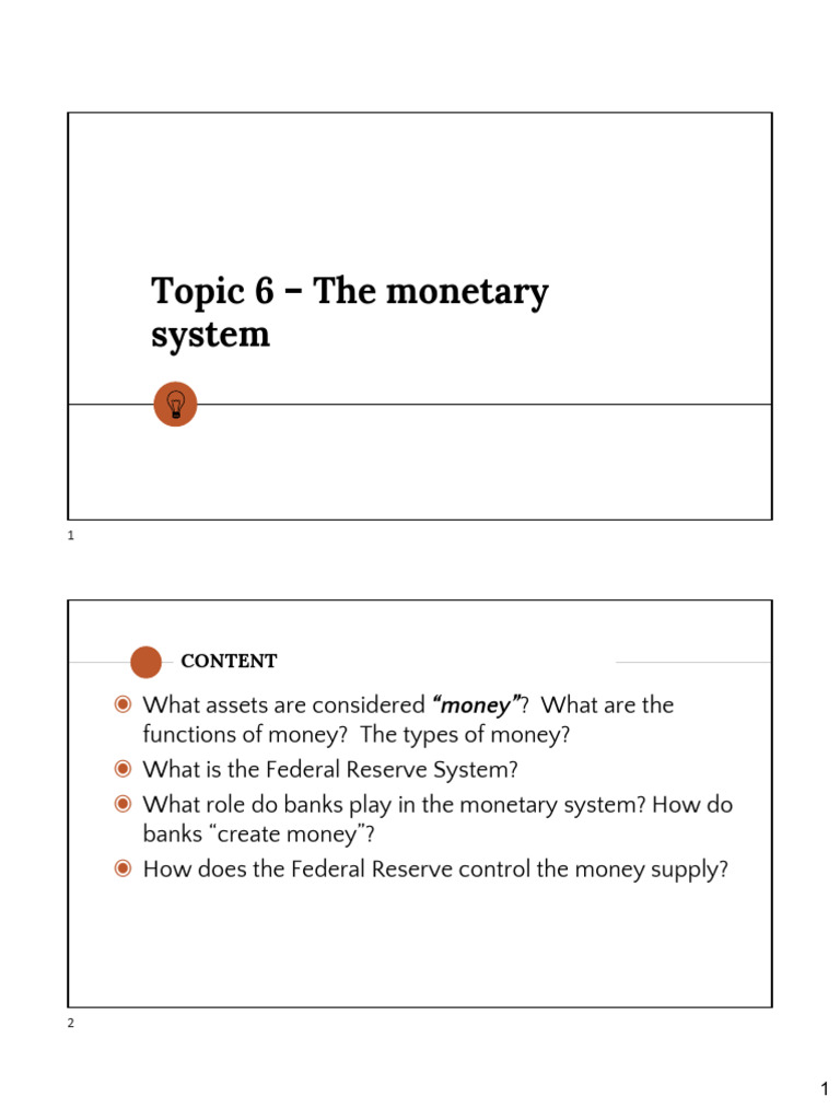 PDF - Topic 6 - Monetary System | PDF | Money | Banks