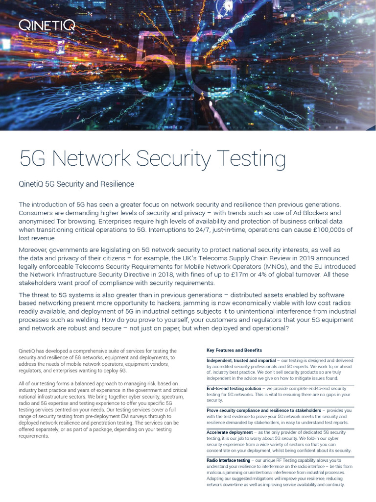 5G Product Sheets 5G Network Security Testing | PDF | Computer Security ...