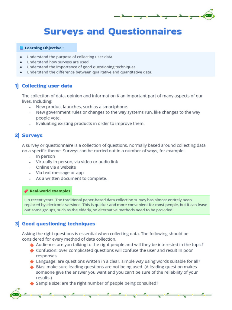 Surveys and Questionnaires | PDF | Questionnaire | Qualitative Research