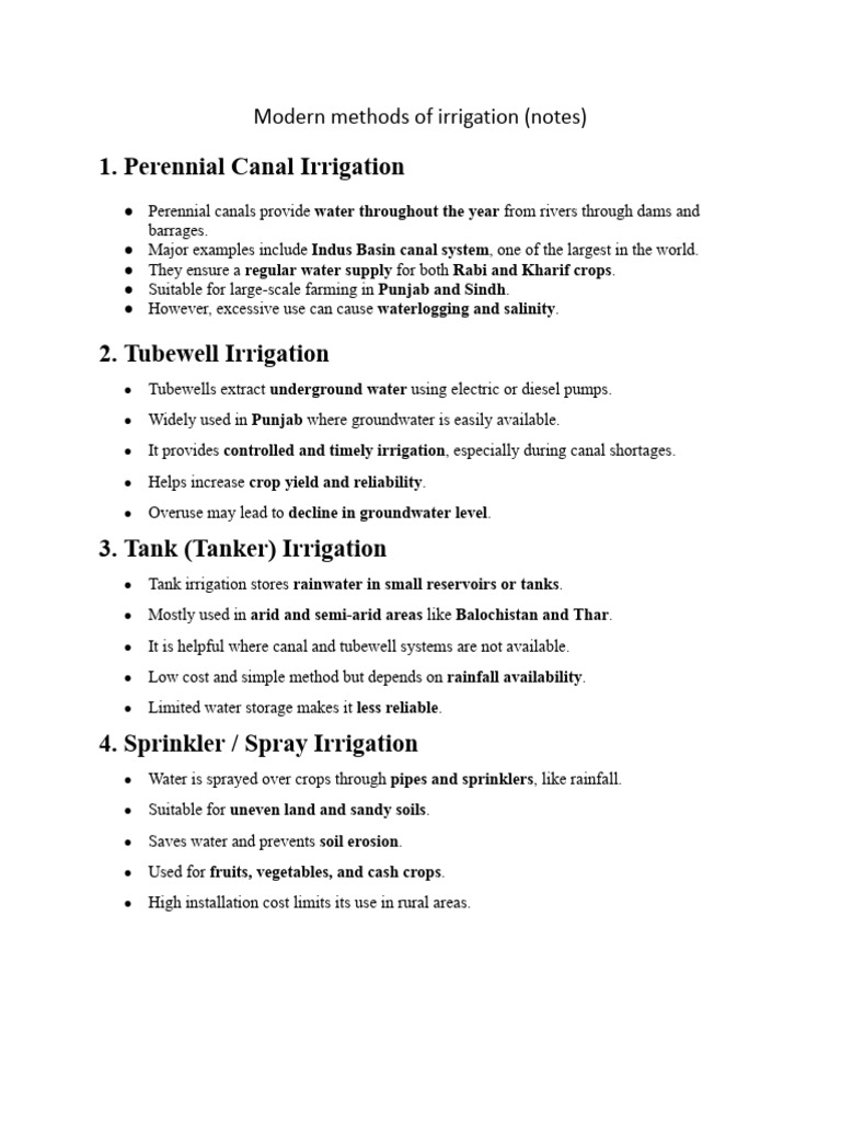 Modern Methods of Irrigation | PDF | Irrigation | Groundwater