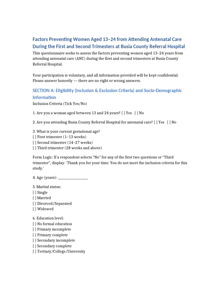 ANC Factors Form | PDF | Pregnancy | Medical Specialties