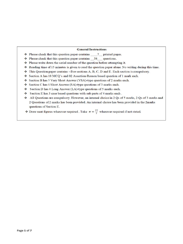 X - Maths Standard Set 1 16.12.24 | PDF | Circle | Area