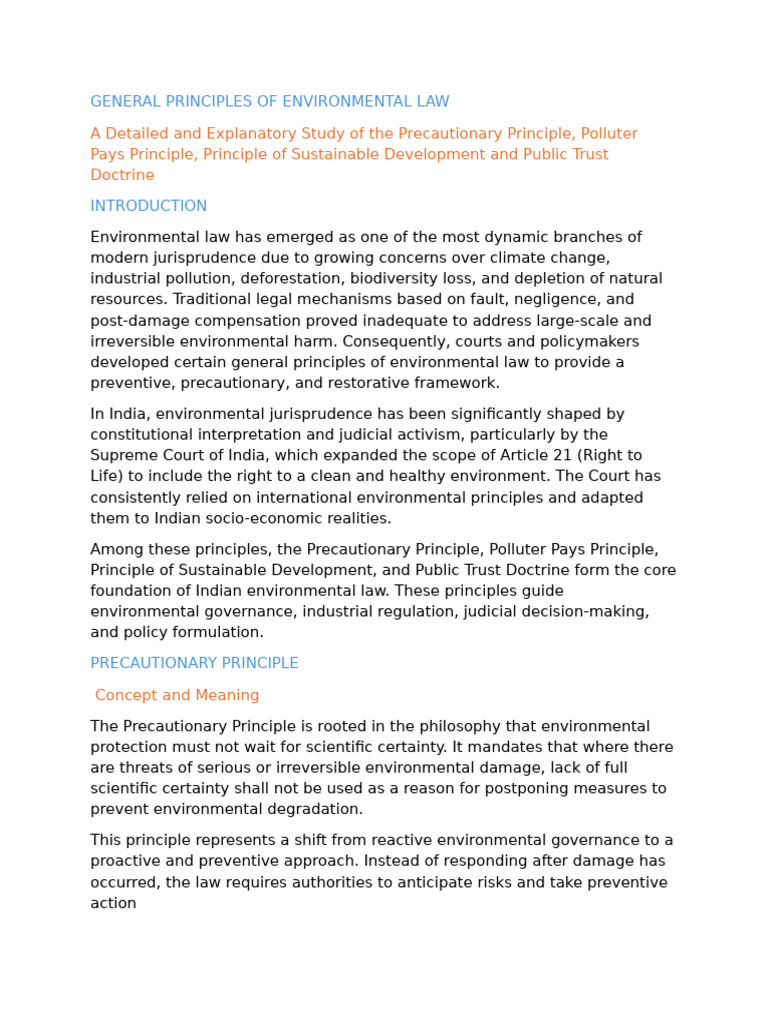 Principles of Environmental Law | PDF | Environmental Law | Sustainability