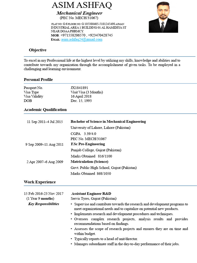 CV Format For Uae PDF Free | PDF