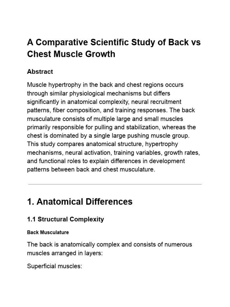 A Comparative Scientific Study of Back Vs Chest Muscle Growth | PDF ...