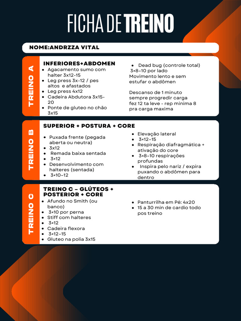 Ficha de Treino Andrezza Vital | PDF