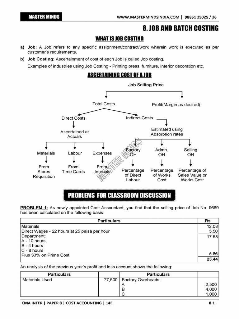 Job and Batch Costing - 14e - Image | PDF