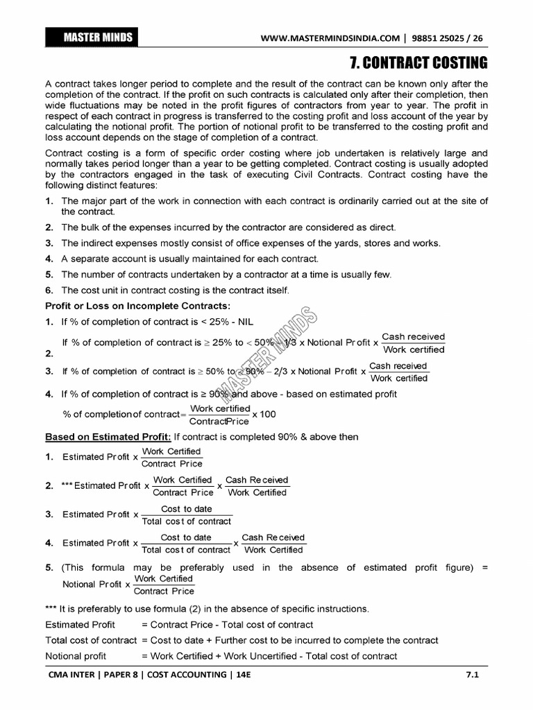 Contract Costing 14e Image | PDF