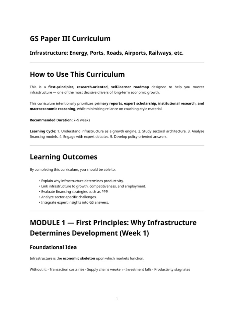 Infrastructure Curriculum | PDF | Infrastructure | Public–Private ...