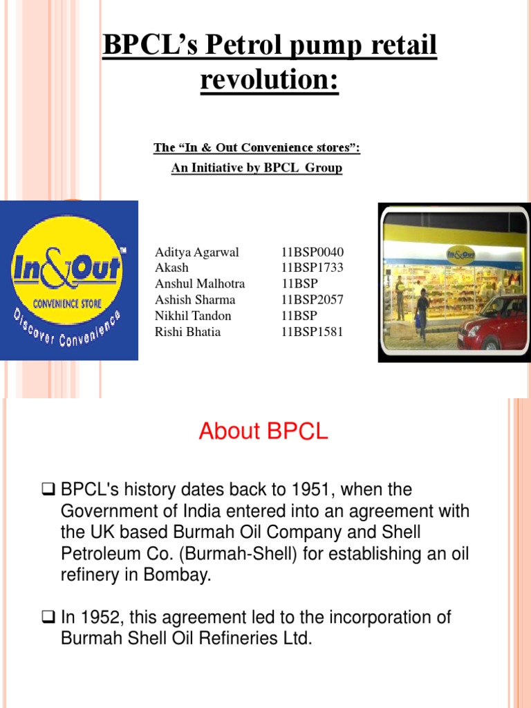 BPCL's In & Out Convenience Stores | PDF | Retail | Industries
