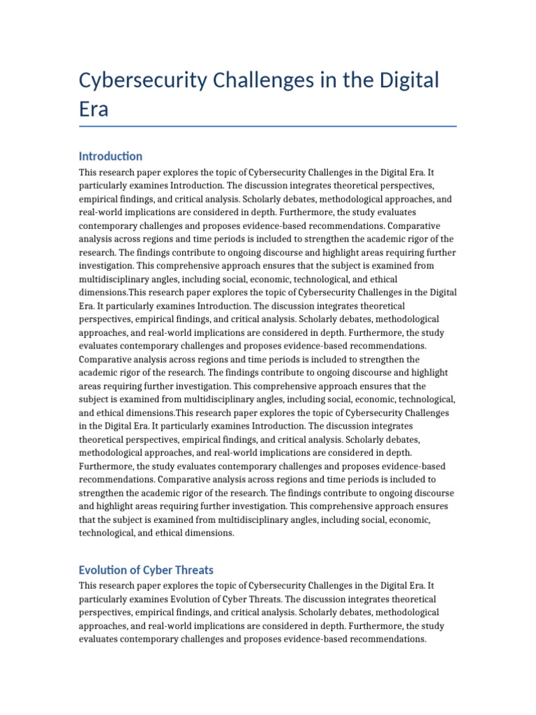 Cybersecurity Challenges in The Digital Era | PDF | Critical Thinking ...