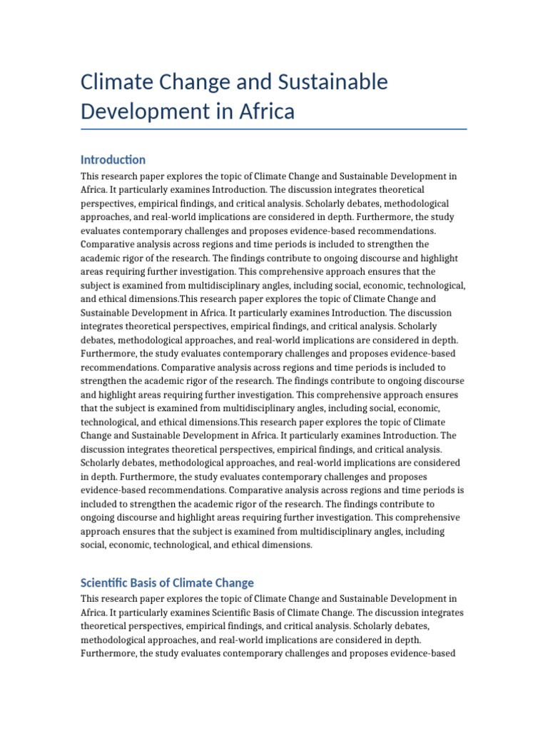 Climate Change and Sustainable Development in Africa | PDF ...