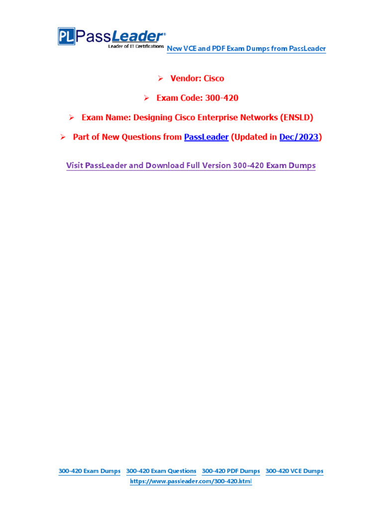 Dec 2023 Updated PassLeader 2020 CCNP 300 420 ENSLD Exam Dumps | PDF ...