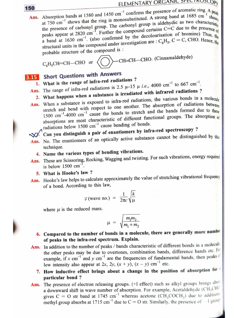 IR Spectroscopy Short Question Answer | PDF