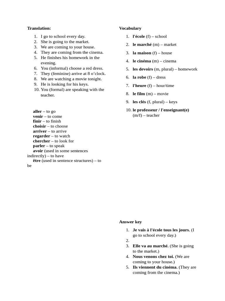 Translation Ma Ex Sheet | PDF