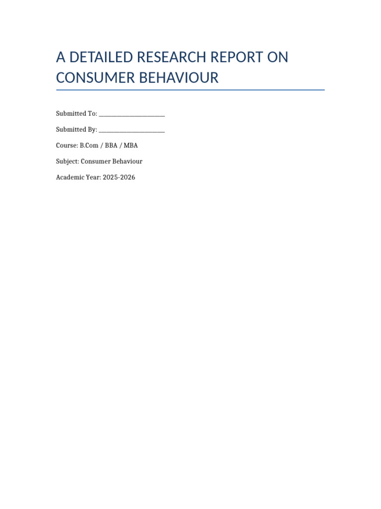 Consumer Behaviour Research Report | PDF