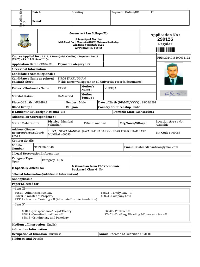 GLC MU (MKCL Examination Form) | PDF | Justice | Crime & Violence